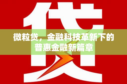 张家界微粒贷，金融科技革新下的普惠金融新篇章