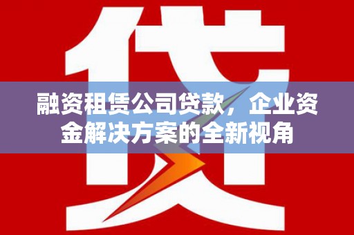 张家界融资租赁公司贷款，企业资金解决方案的全新视角