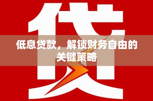 张家界低息贷款，解锁财务自由的关键策略