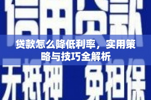 张家界贷款怎么降低利率，实用策略与技巧全解析